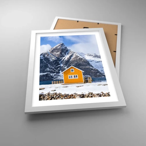 Plagát v bielom ráme - Škandinávska dovolenka - 30x40 cm