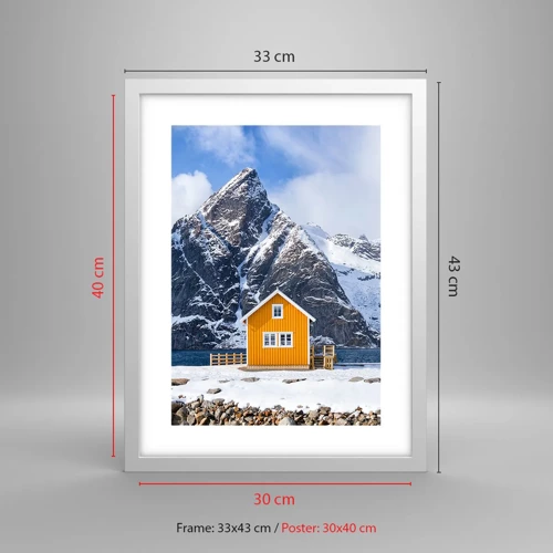 Plagát v bielom ráme - Škandinávska dovolenka - 30x40 cm