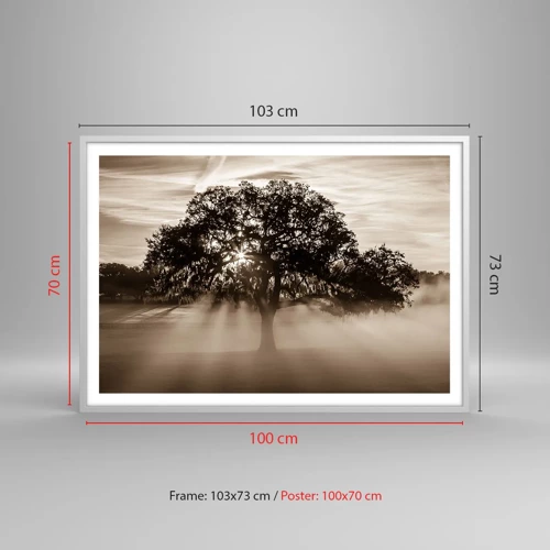 Plagát v bielom ráme - Strom správ samotného dobra - 100x70 cm