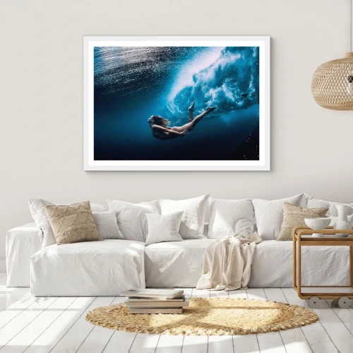 Plagát v bielom ráme - Súčasná morská panna - 70x50 cm
