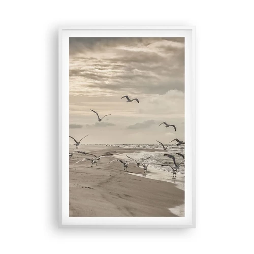 Plagát v bielom ráme - Šumenie mora, spev vtákov - 61x91 cm