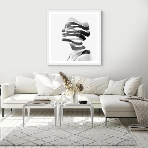 Plagát v bielom ráme - Surrealistický portrét - 30x30 cm