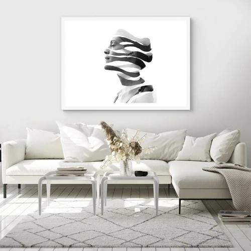 Plagát v bielom ráme - Surrealistický portrét - 50x40 cm