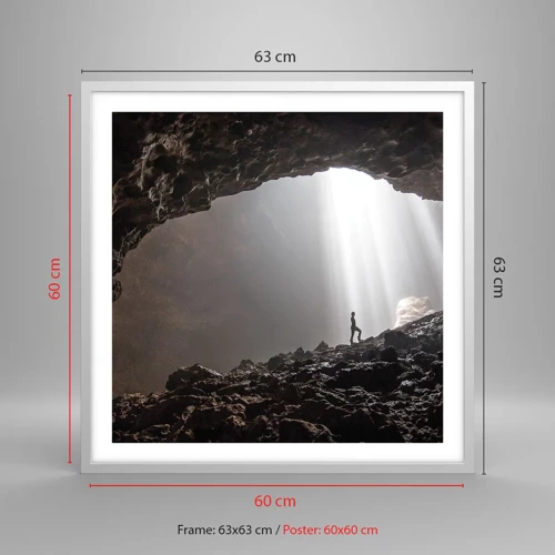 Plagát v bielom ráme - Svetelná jaskyňa - 60x60 cm
