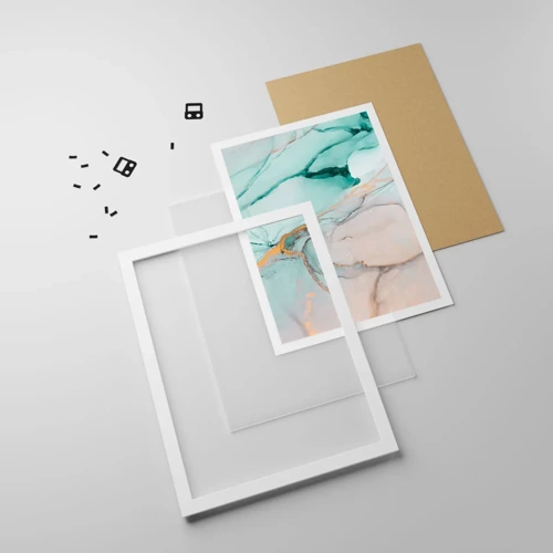 Plagát v bielom ráme - Tanec tvarov a farieb - 40x50 cm