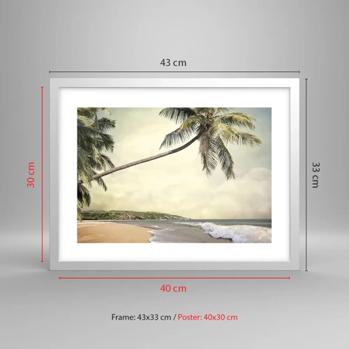 Plagát v bielom ráme - Tropický sen - 40x30 cm