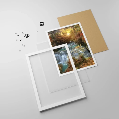 Plagát v bielom ráme - Ukrytý poklad lesa - 61x91 cm