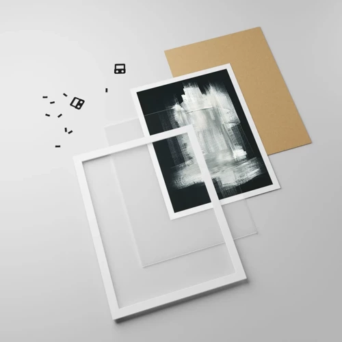 Plagát v bielom ráme - Utkané zvisle a vodorovne - 50x70 cm