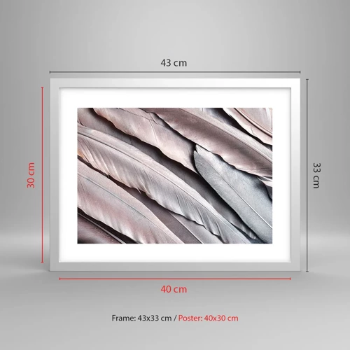 Plagát v bielom ráme - V ružovej a striebornej - 40x30 cm