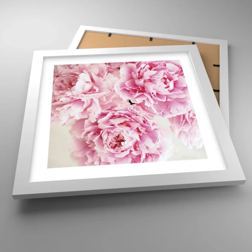 Plagát v bielom ráme - V ružovom prepychu - 30x30 cm