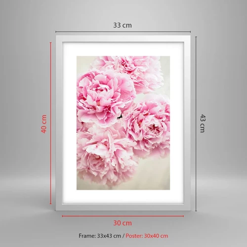 Plagát v bielom ráme - V ružovom prepychu - 30x40 cm