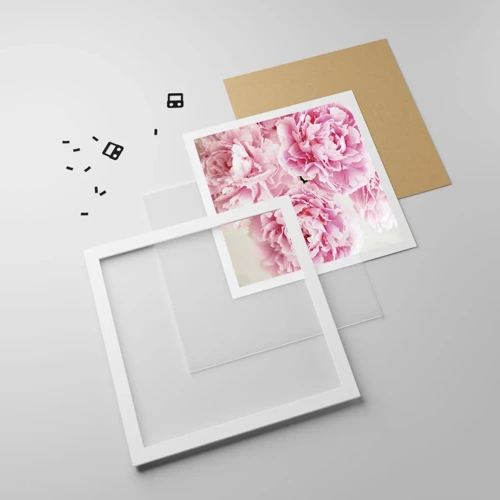 Plagát v bielom ráme - V ružovom prepychu - 60x60 cm
