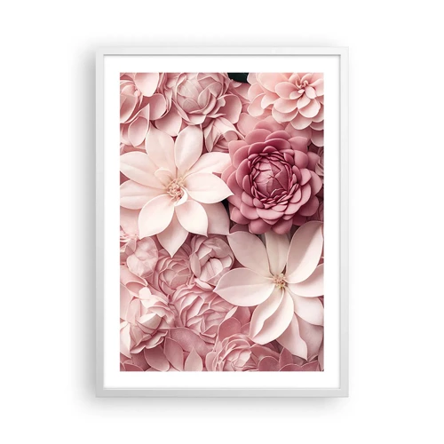 Plagát v bielom ráme - V ružových okvetných lístkoch - 50x70 cm