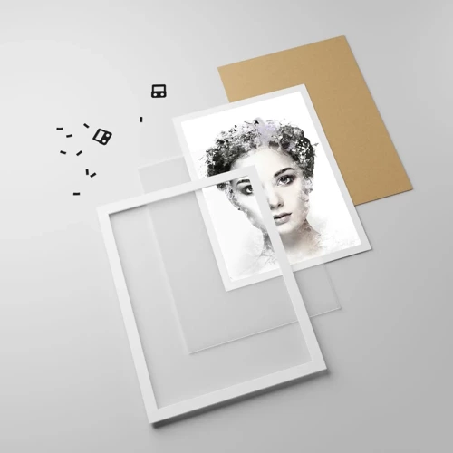 Plagát v bielom ráme - Veľmi štýlový portrét - 61x91 cm