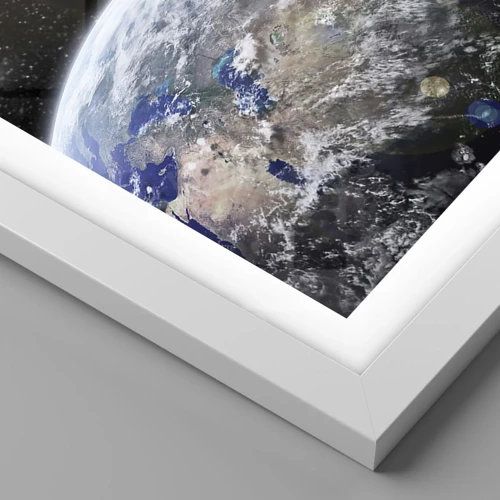 Plagát v bielom ráme - Vesmírna krajina - východ slnka - 40x30 cm