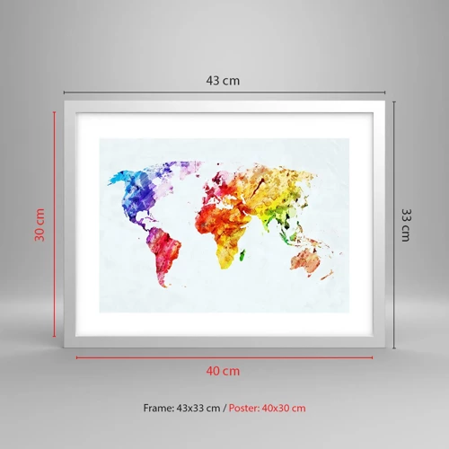 Plagát v bielom ráme - Všetky farby sveta - 40x30 cm