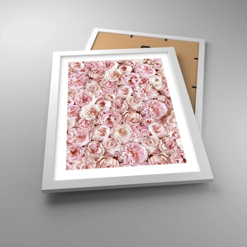 Plagát v bielom ráme - Vydláždená ružami - 30x40 cm