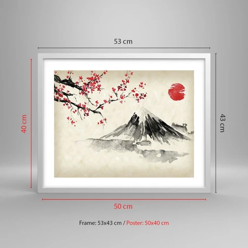 Plagát v bielom ráme - Zamilujte sa do Japonska - 50x40 cm