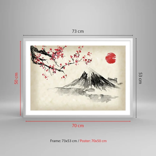Plagát v bielom ráme - Zamilujte sa do Japonska - 70x50 cm