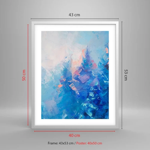 Plagát v bielom ráme - Zimná abstrakcia - 40x50 cm