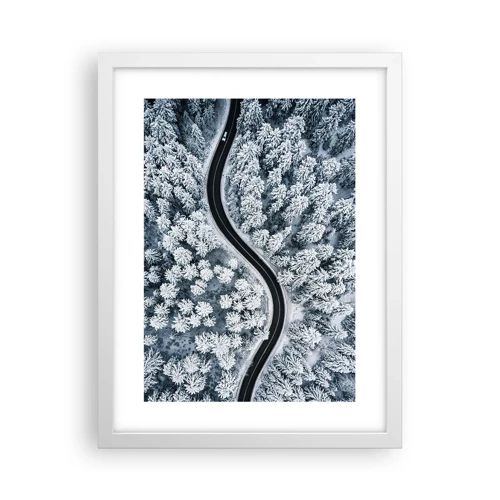 Plagát v bielom ráme - Zimným lesom - 30x40 cm