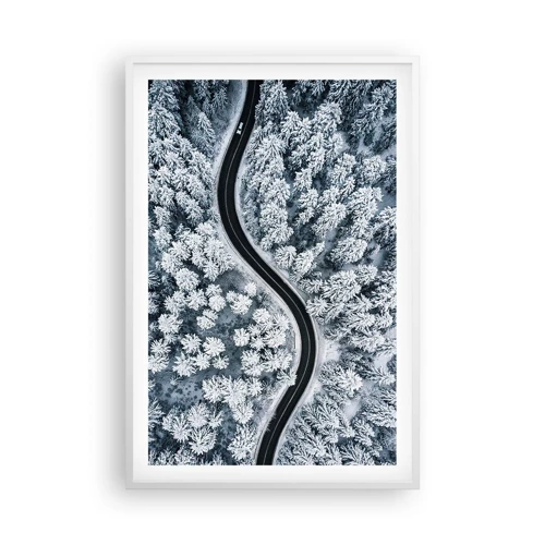 Plagát v bielom ráme - Zimným lesom - 61x91 cm
