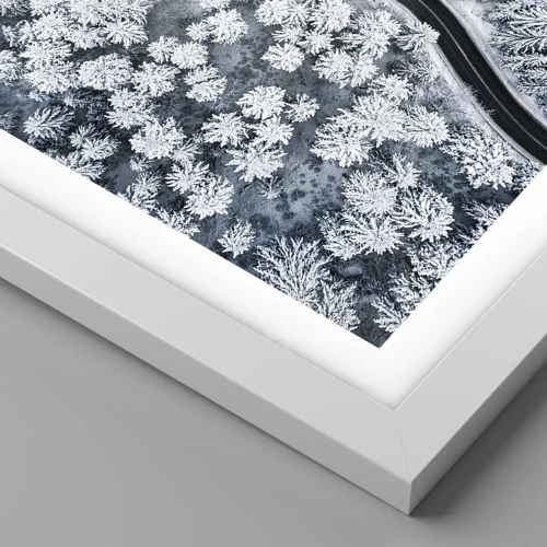 Plagát v bielom ráme - Zimným lesom - 91x61 cm