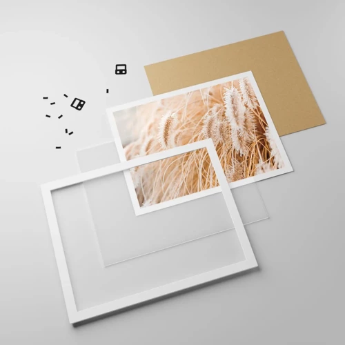 Plagát v bielom ráme - Zlaté šušťanie tráv - 50x40 cm