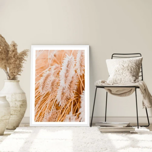 Plagát v bielom ráme - Zlaté šušťanie tráv - 50x70 cm