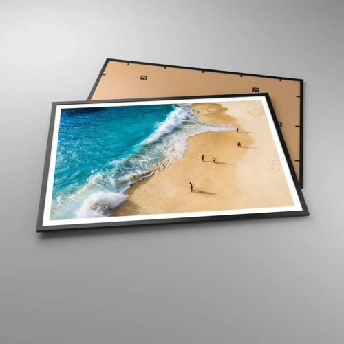 Plagát v čiernom ráme - A potom slnko, pláž… - 100x70 cm