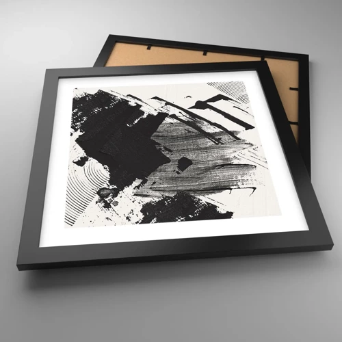 Plagát v čiernom ráme - Abstrakcia – expresia čiernej - 30x30 cm