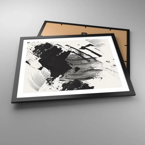 Plagát v čiernom ráme - Abstrakcia – expresia čiernej - 50x40 cm