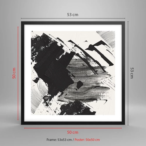 Plagát v čiernom ráme - Abstrakcia – expresia čiernej - 50x50 cm