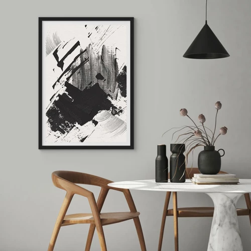 Plagát v čiernom ráme - Abstrakcia – expresia čiernej - 70x100 cm