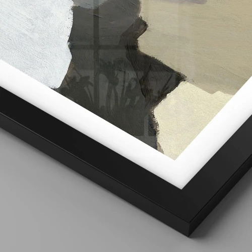 Plagát v čiernom ráme - Abstrakcia: križovatka šedej - 30x40 cm