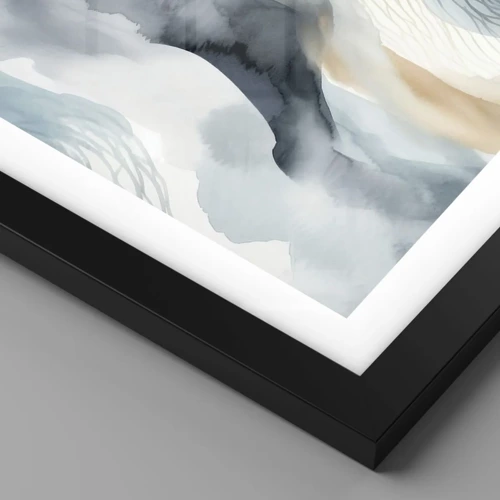 Plagát v čiernom ráme - Abstrakcia snehu a hmly - 50x70 cm