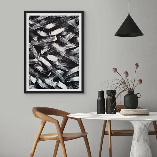 Plagát v čiernom ráme - Abstrakcia v industriálnom duchu - 50x70 cm
