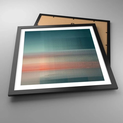 Plagát v čiernom ráme - Abstrakcia: vlny svetla - 40x40 cm