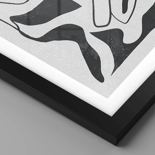 Plagát v čiernom ráme - Abstraktná hra v labyrinte - 30x30 cm
