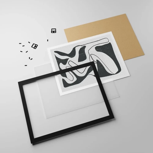 Plagát v čiernom ráme - Abstraktná hra v labyrinte - 40x30 cm