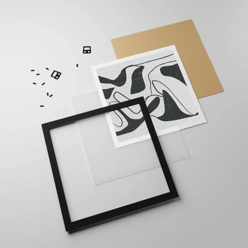 Plagát v čiernom ráme - Abstraktná hra v labyrinte - 50x50 cm