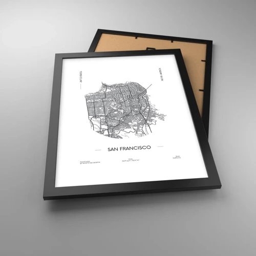 Plagát v čiernom ráme - Anatómia San Francisca - 30x40 cm