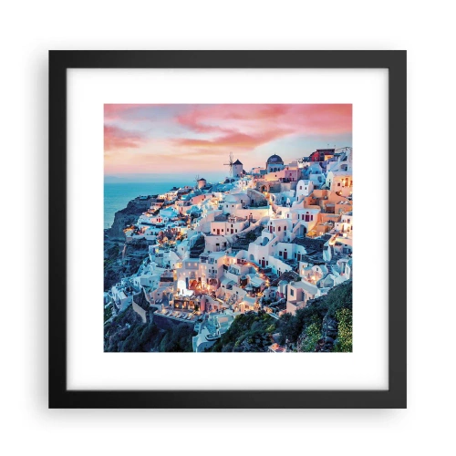 Plagát v čiernom ráme Arttor 30x30 cm - Tvoja tučná grécka dovolenka - Krajina, Grécko, Santorini, Architektúra, Západ Slnka, Do obývacej izby, Do spálne, biela, Červená, Vodorovné, P2BAC30x30-4784