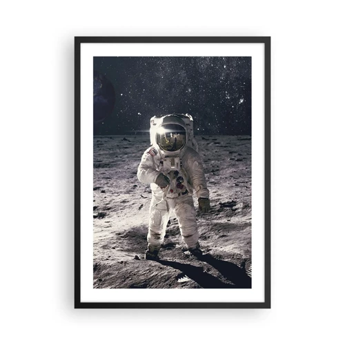 Plagát v čiernom ráme Arttor 50x70 cm - Pozdrav z Mesiaca - Abstrakcia, Muž Na Mesiaci, Astronaut, Kozmos, Mesiac, Do obývacej izby, Do spálne, biela,  Čierna, Zvislé, P2BPA50x70-4882