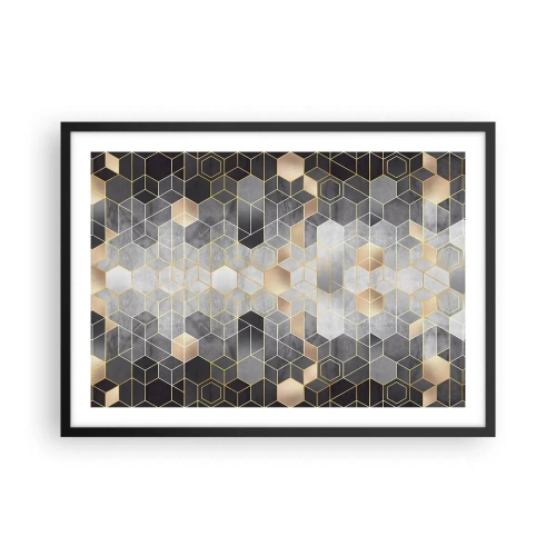 Plagát v čiernom ráme Arttor 70x50 cm - Diamantová kompozícia - Abstrakcia, Umenie, Grafika, Šesťuholník, Moderné Umenie, Do obývacej izby, Do spálne, biela, Čierna, Vodorovné, P2BAA70x50-4776