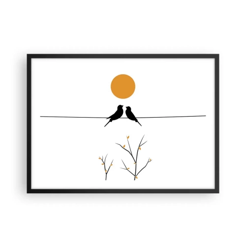 Plagát v čiernom ráme Arttor 70x50 cm - Slávičí večer - Abstrakcia, Vtáky, Grafika, Minimalizmus, Láska, Do obývacej izby, Do spálne, biela, Čierna, Vodorovné, P2BAA70x50-4772