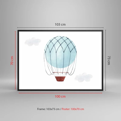 Plagát v čiernom ráme - Celý v oblakoch - 100x70 cm
