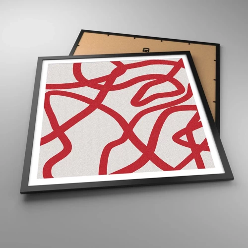 Plagát v čiernom ráme - Červené na bielom - 60x60 cm