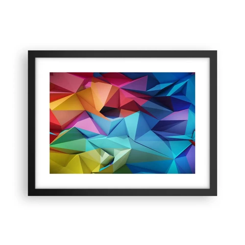 Plagát v čiernom ráme - Dúhové origami - 40x30 cm