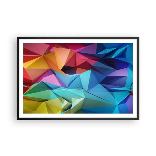 Plagát v čiernom ráme - Dúhové origami - 91x61 cm